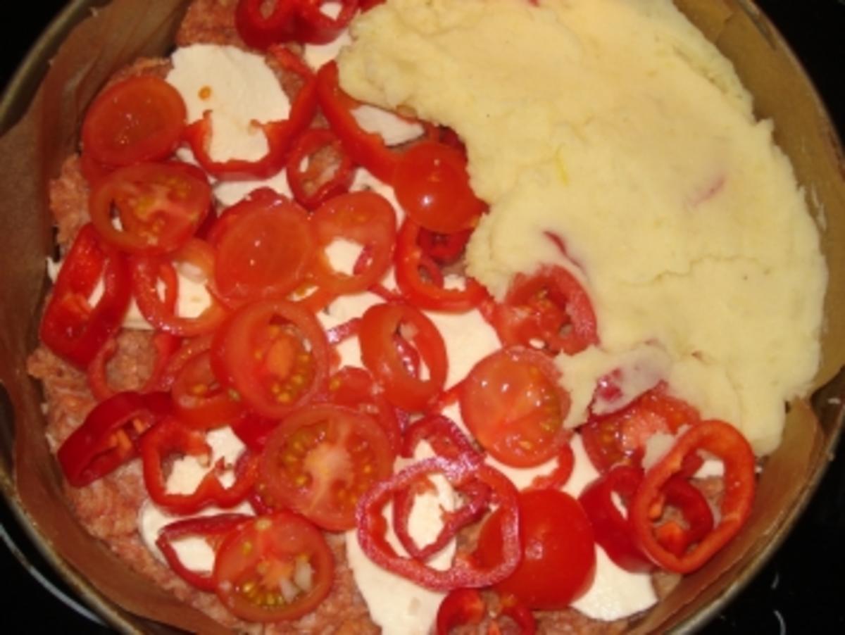 Hackfleisch – Tomaten – Paprika – Mozzarella - Torte - Rezept - Bild Nr. 3
