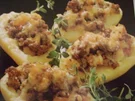 Rezept: Ofenkartoffeln mit Hackfleisch gefüllt Ofenkartoffeln mit Hackfleisch gefüllt - Rezept