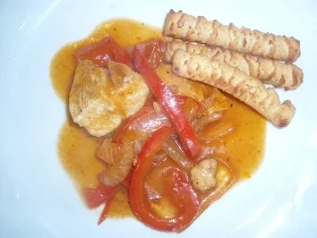 Hühnchenbrustfilet     auf Letschogemüse - Rezept