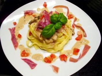 Pasta mit Schinken-Steinpilz-Sahne - Rezept - Bild Nr. 2