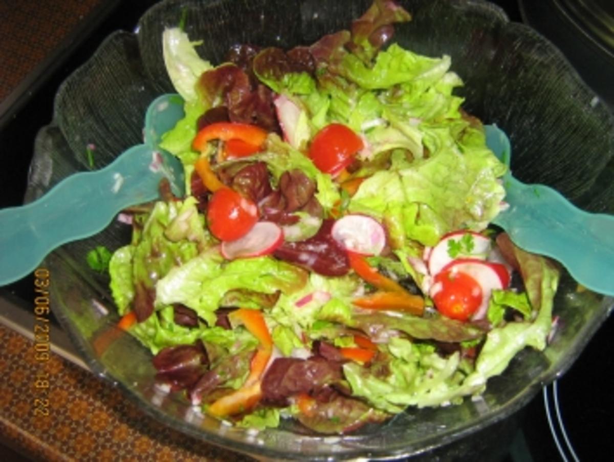 Bunter Salat mit einem leckeren Senf-Dressing - Rezept
