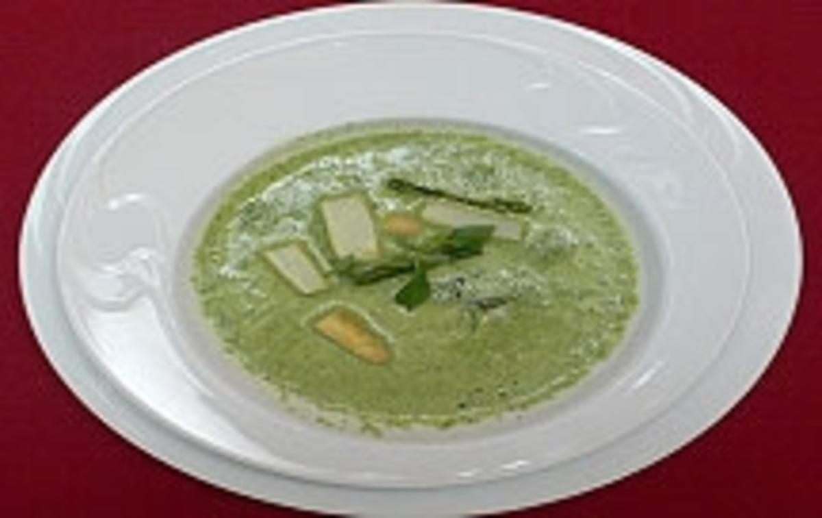 Basilikumsuppe mit weißem Spargel - Rezept