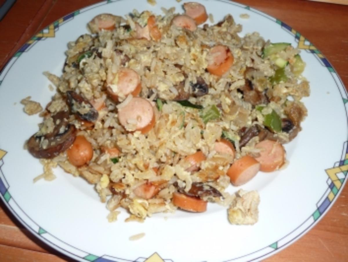 Lustige Restepfanne mit Reis - Rezept