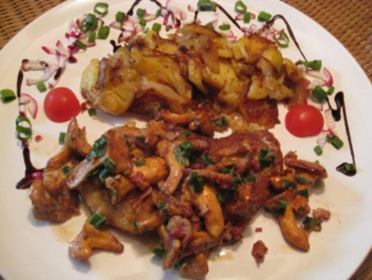 Schweineschnitzel mit frischen Pfifferlingen & Bratkartoffeln - Rezept - Bild Nr. 7
