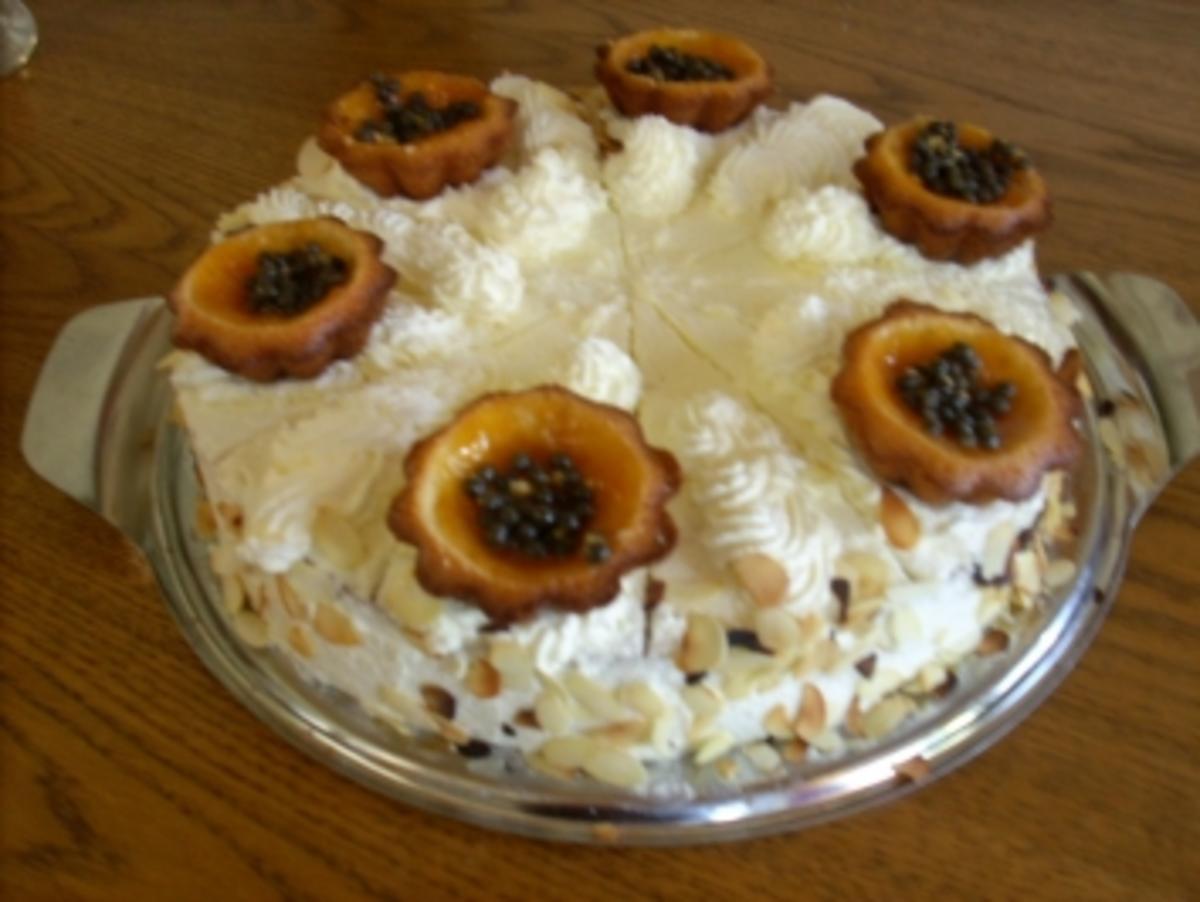 Gefüllte Maracuja-Torte mit Weißweincreme - Rezept