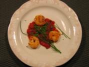 Garnelen auf Tomatenmousse - Rezept