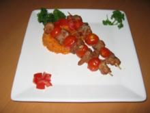 Würzige Schweinefilet-Tomaten-Spieße - Rezept