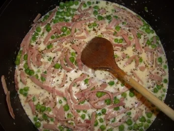 Rezept: Spaghetti mit Erbsen und Schinken Bild Nr. 5 Spaghetti mit Erbsen und Schinken - Rezept - Bild Nr. 5