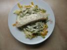 Lachs mit Bandnudeln an Dill-Senf-Soße - Rezept