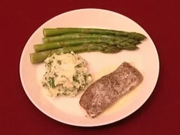 Kalbsrücken mit Kartoffelschnittlauchpüree und Zitronenbutter (Thorsten Nindel) - Rezept