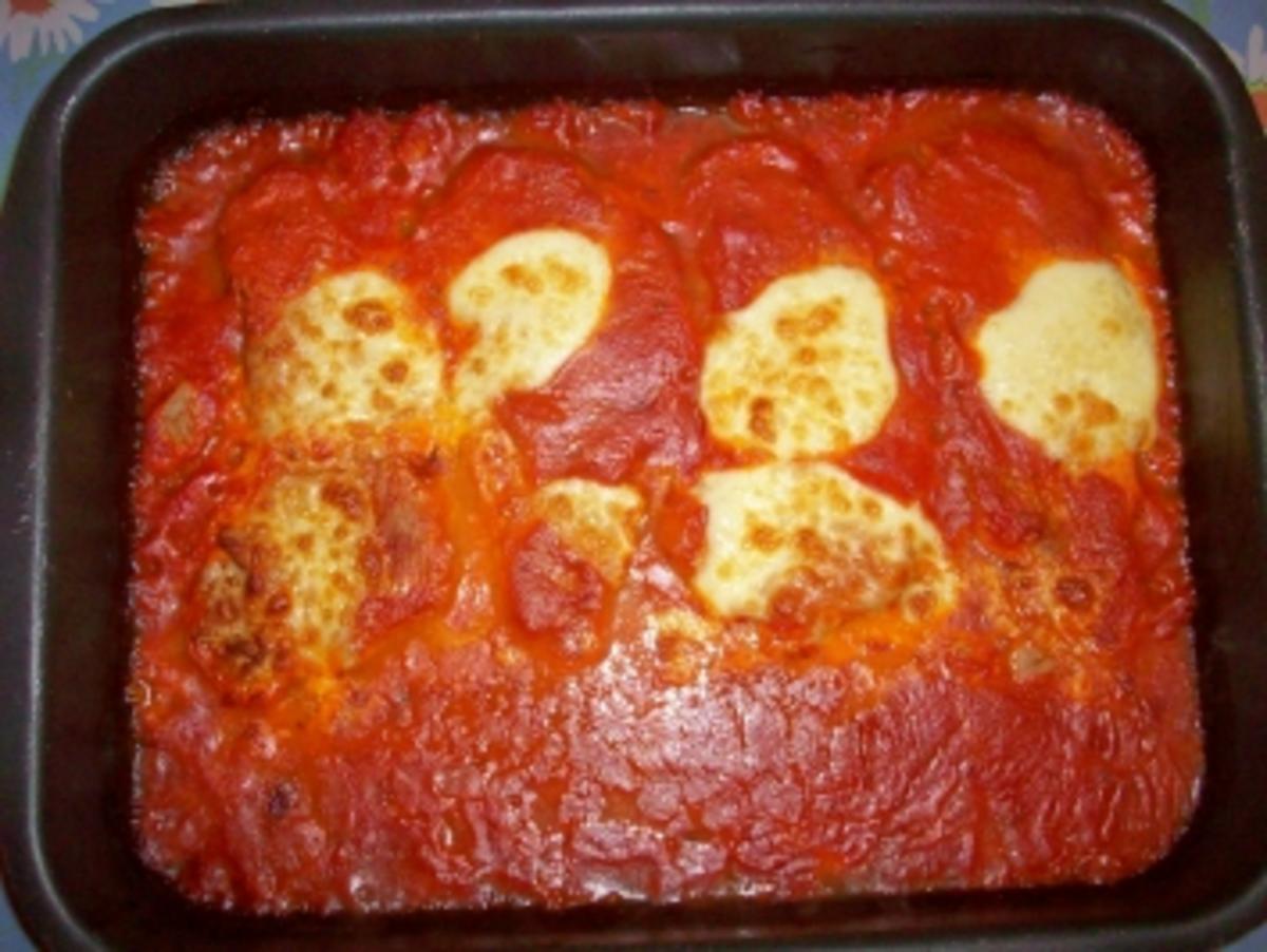 Bilder für Backofenschnitzel Schnitzel in Tomaten-Mozzarella überbacken - Rezept