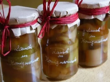 eingelegter Lauch in Honigmariande - Rezept