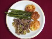 Boeuf Stroganoff mit grünen Bohnen und Herzoginkartoffeln - Rezept
