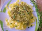 Bandnudeln mit Champignons und Hackleisch vereint in Curry-Rahmsoße - Rezept