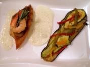 Zanderfilet unter der Rosmarinhaube an Limettenschaum auf Antipastisalat - Rezept