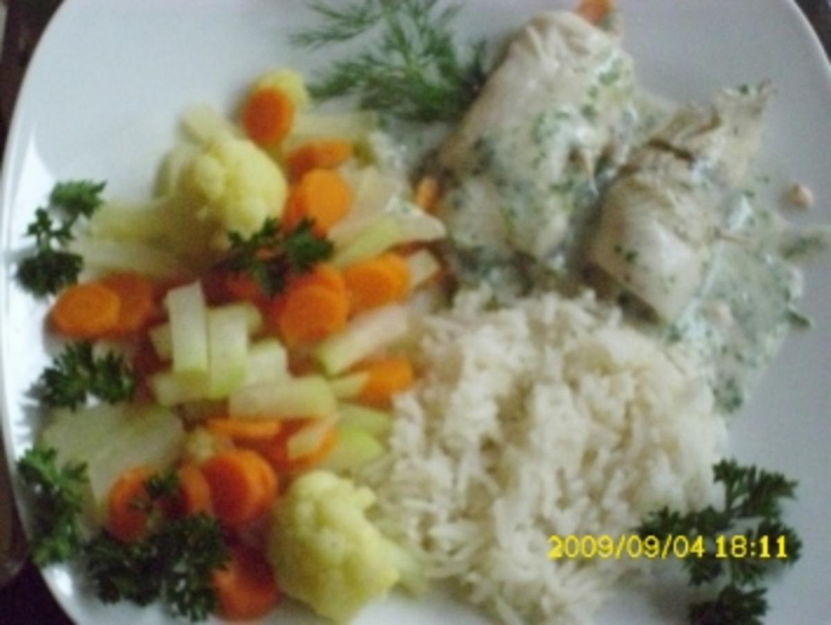 Fisch:  Schollen-Lachs-Röllchen - Rezept