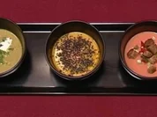 Gazpacho, Karotten-Kokos-Suppe und Erbsencremesuppe (Sharon Brauner) - Rezept