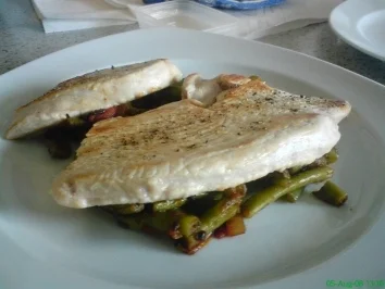 Rezept: putenschnitzel auf bohnen tomaten gemüse putenschnitzel auf bohnen tomaten gemüse - Rezept