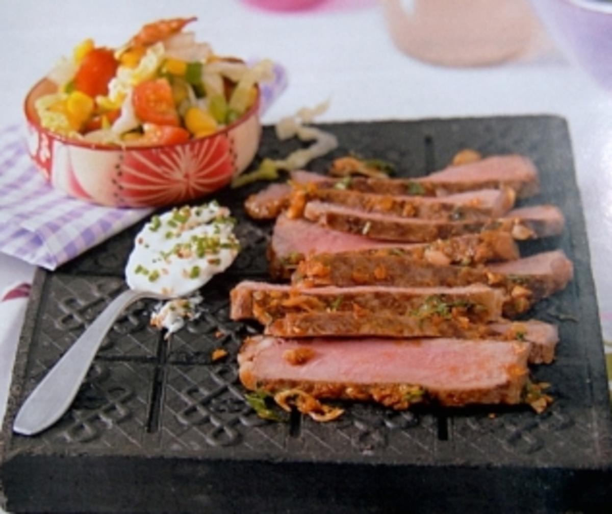 Grillen: Rib-Eye-Steaks mit Wasabi-Sesam-Creme - Rezept