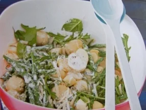 Salat: Kartoffel-Bohnen-Salat mit Rucola in Ricotta-Dressing - Rezept