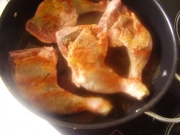 Keulen vom Huhn mit Gemüse von Paprika-Zucchin und Reisnudeln - Rezept - Bild Nr. 4