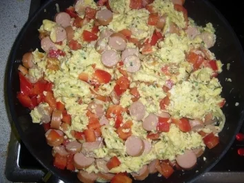 Hauptspeise: Reisnudel-Würstchenpfanne - Rezept - Bild Nr. 4