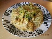 Nudeln mit Cognac-Sahne-Soße und Broccoli - Rezept