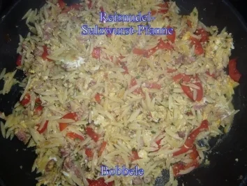 Hauptspeise: Reisnudel-Sulzwurstpfanne - Rezept