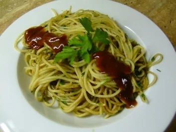 Rezept: Spaghetti/Barbecuesoße Spaghetti/Barbecuesoße - Rezept