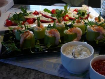 TAPAS FISCH Gurke gefüllt und Scampi TAPAS FISCH Gurke gefüllt und Scampi