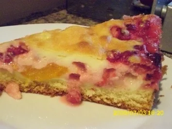 Kuchen:  Aprikosen-Johannisbeerkuchen mit Sahneguß - Rezept - Bild Nr. 3