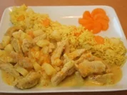 Curry Geschnetzeltes mit Ananas-Mandarinen Reis - Rezept