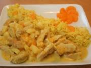 Curry Geschnetzeltes mit Ananas-Mandarinen Reis - Rezept