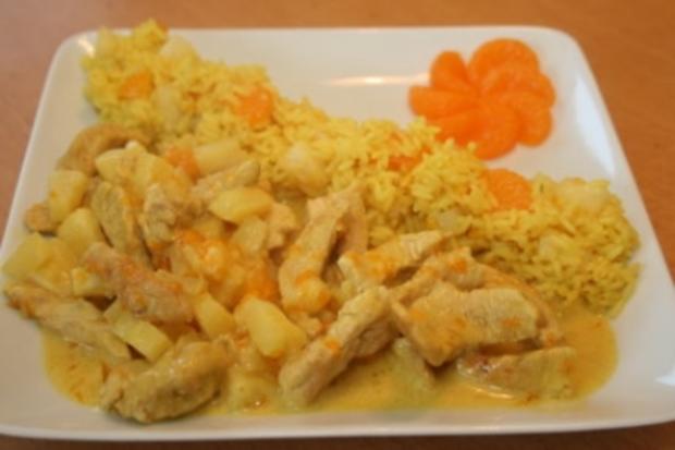 Curry Geschnetzeltes mit Ananas-Mandarinen Reis - Rezept - kochbar.de