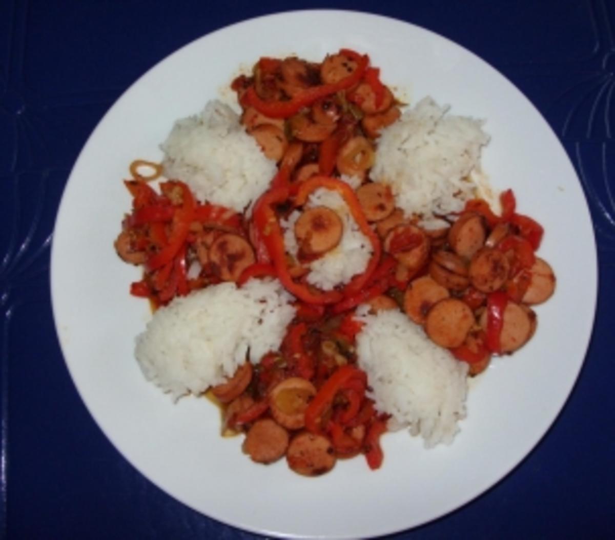 Würstchen-Gemüsegulasch mit Basmati-Reis - Rezept - Bild Nr. 5