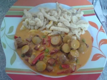 Grillwürstchen im Pott mit Spätzle - Rezept