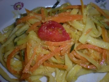 Rezept: Gemüse-Safrannudeln mit Truthahnfilet Bild Nr. 2 Gemüse-Safrannudeln mit Truthahnfilet - Rezept - Bild Nr. 2