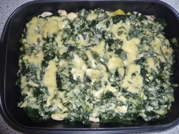 Hähnchen - Spinatauflauf mit Gorgonzola - Rezept
