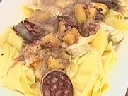 Pasta mit Fisch und Blutwurst - Rezept
