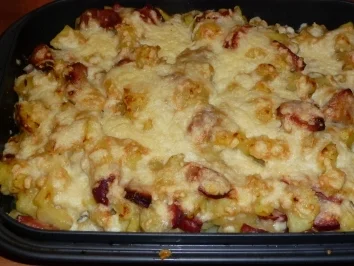 Rezept: Blumenkohl-Kartoffel-Auflauf mit Kabanossi Blumenkohl-Kartoffel-Auflauf mit Kabanossi - Rezept