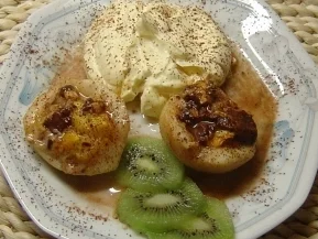 Birnendessert mit Snickers - Rezept