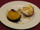 Gegrillter Pfirsich mit Mascarpone-Haube und Sorbet - Rezept