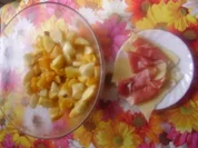 Obstsalat + Käse + Serranoschinken = mein Abenbrot - Rezept