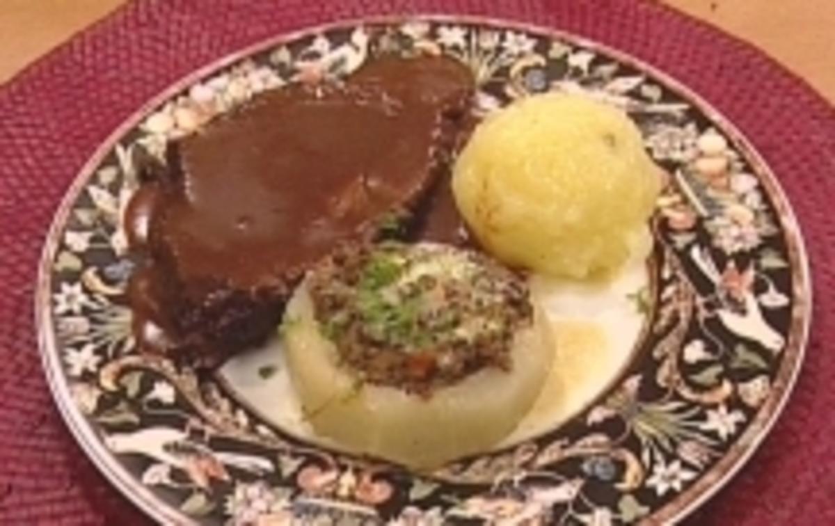 Sächsischer Sauerbraten mit Aprikosenknödel & Kohlrabischiffchen -
Rezept Eingereicht von Das perfekte Dinner