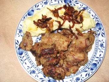 gebratene Leber mit Kartoffelbrei - Rezept