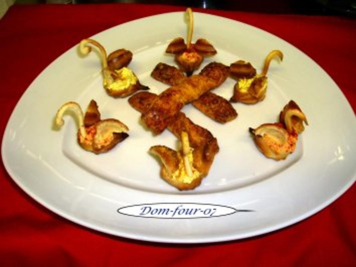 Käseschwäne und Parmesanstangen