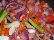 Gemüse:  Zwiebel-Paprika-Gemüse - Rezept