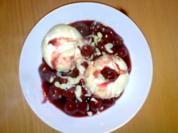 ** Dessert & Süßes ** Vanilleeis mit heißen Kirschen und Mandelblättchen - Rezept