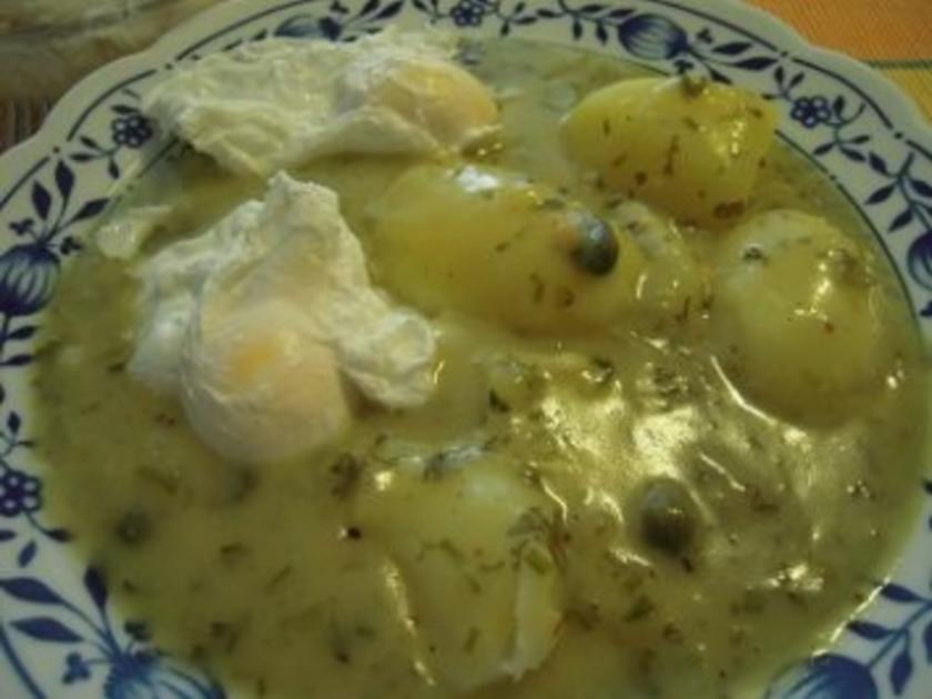 Pochierte Eier in grüner Soße - Rezept - kochbar.de