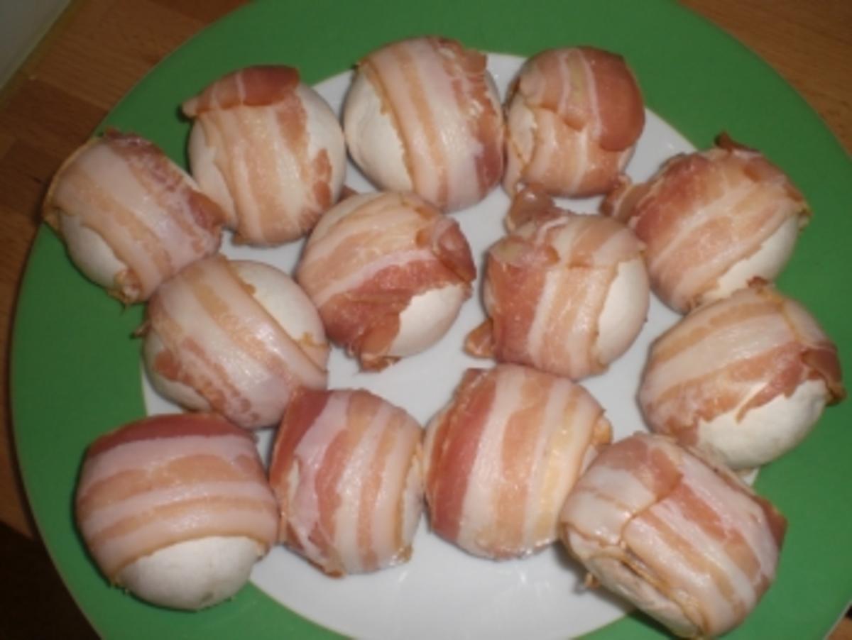 Gegrillte Champignons mit Bacon - Rezept